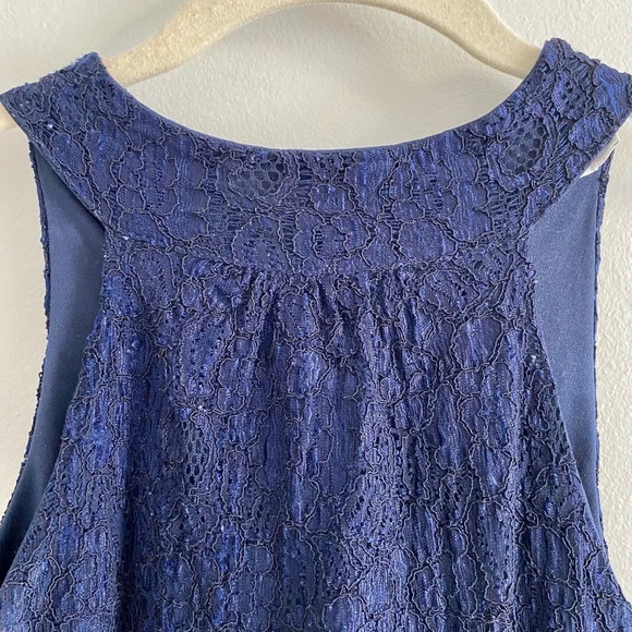 RICKI’S Navy Blue Dressy Lace High Neck Full Length Tank Top Size XS - Picture 4 of 10